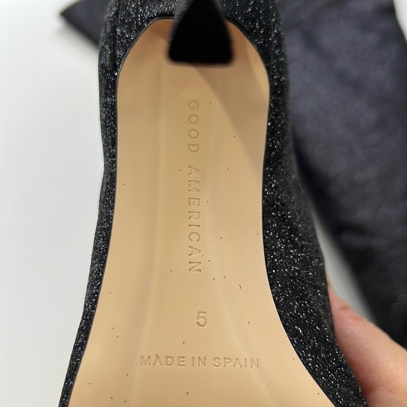 GOOD AMERICAN NWT BLACK GLITTER SLOUCH OVER THE KNEE BOOT SZ 5 - Picture 6 of 10